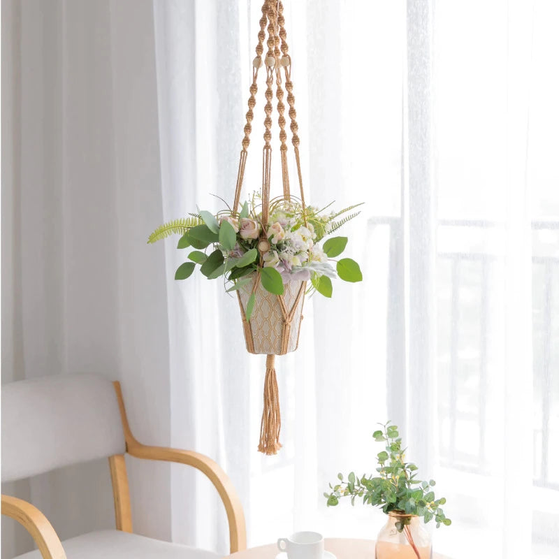 Boho handgemaakte macramé plantenhanger